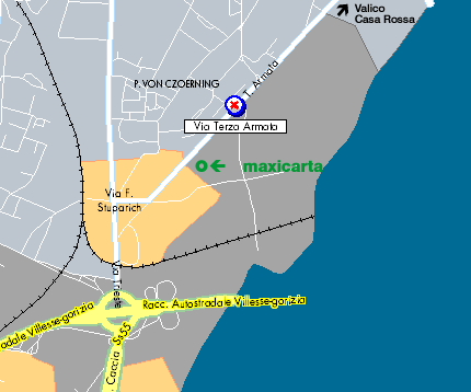 Gorizia - cartina stradale zona autoporto S.Andrea